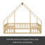 Full Wood House-Shaped Floor Bed With Fence, Guardrails-14222341-14222347