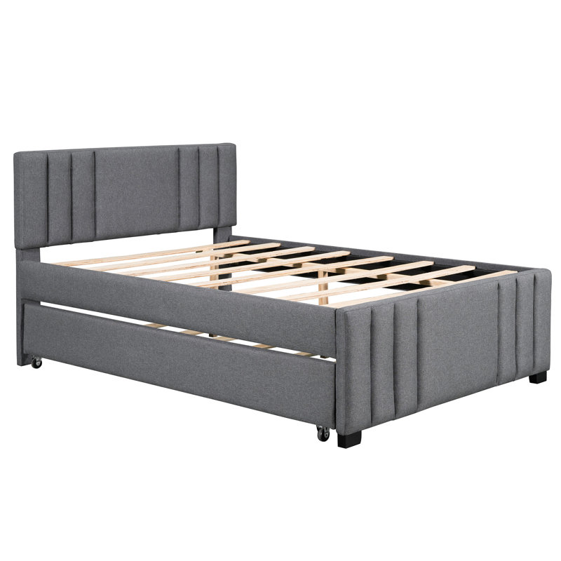 Upholste Platform Bed With Trundle