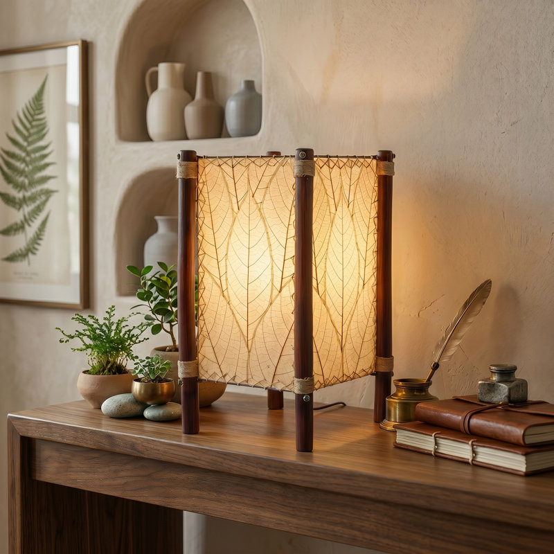 Lampe de table noire 15 po Conrado, Naturel