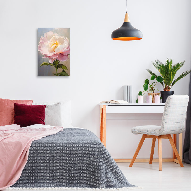 «Pink Rose in Bloom», art mural sur toile par Petals Prints Design, H 24 po x l 16 po