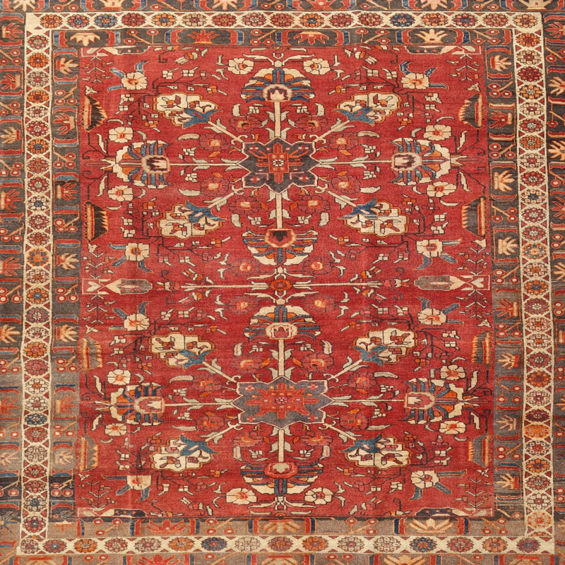 Tapis beige/gris/rouge traditionnel Hostivice, Rond 7 pi