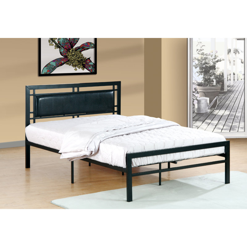 Lit plateforme tapissier Agenor, Noir, Double