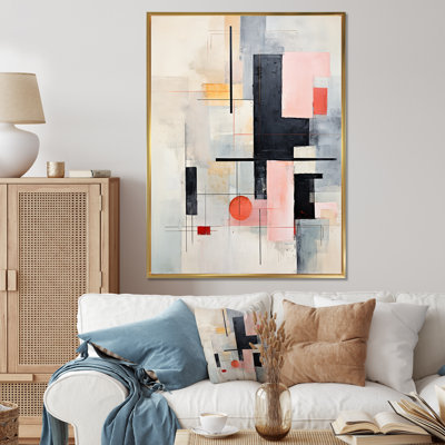 «Isabelly Beige Pink Suprematism Fragmented Perspectives I», reproduction sur toile