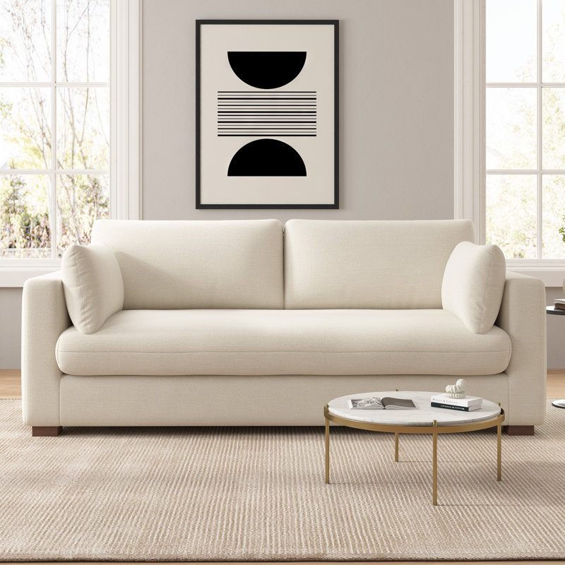 Canapé rembourré blanc l 87,8 po Haven, Blanc, Non-Removable Cover