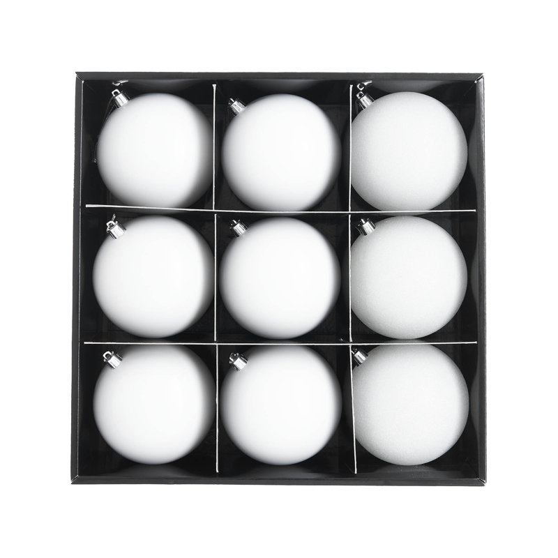 11cm Solid Colour Plastic / Acrylic Bauble, White
