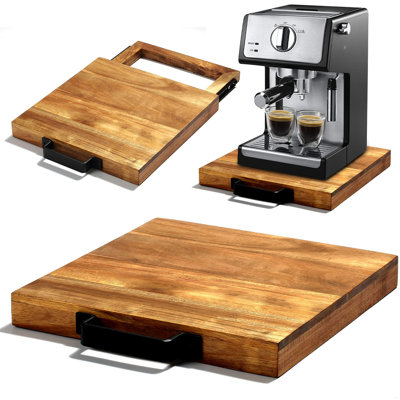 Natural Acacia Sliding Tray For Coffee Machine Kitchen Appliance Slider Moving Caddy, Appliance Slider,Appliance Rolling Stand Air Fryer Rolling Tray