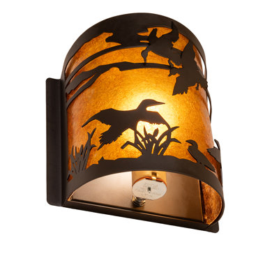 8" Wide Ducks In Flight Left Wall Sconce