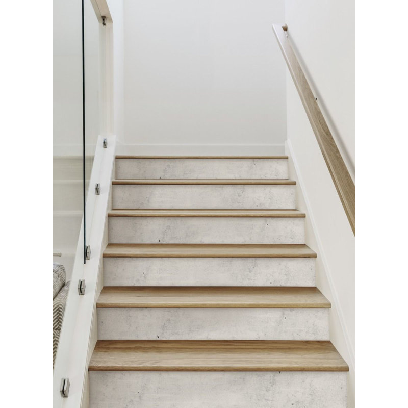 Adhésif décoratif élévateur d'escalier en ciment, Gris clair, H 6,5 po x l 48 po