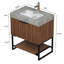 Meuble-lavabo 30 po, armoire de rangement autoportante en contreplaqué rayé avec tiroir et tablette ouverte, plateau en pierre frittée gris clair et lavabo en céramique encastré, pré-assemblé-1138623794