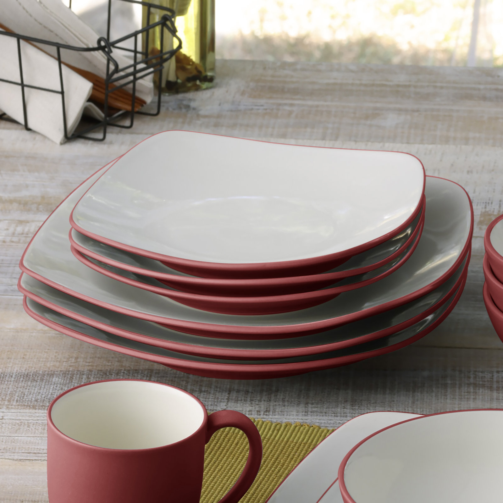 Noritake Colorwave Square Salad Plates, 8-1/4", Raspberry