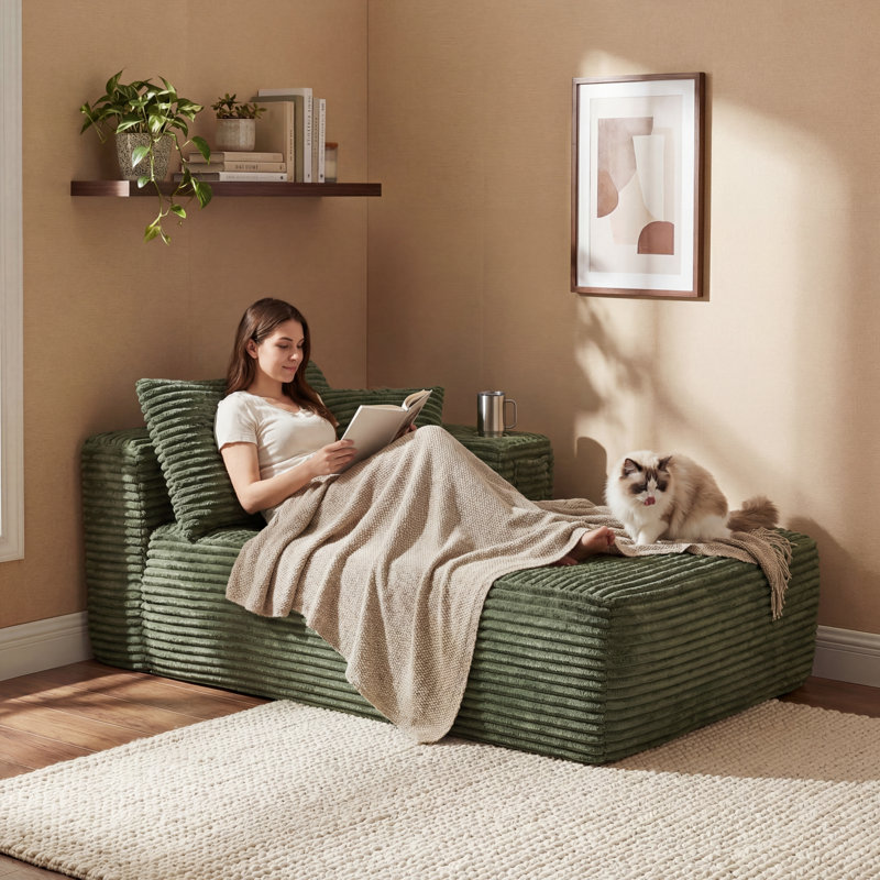 Canapé de 69 po de large avec accoudoir à gauche et assise profonde, Vert