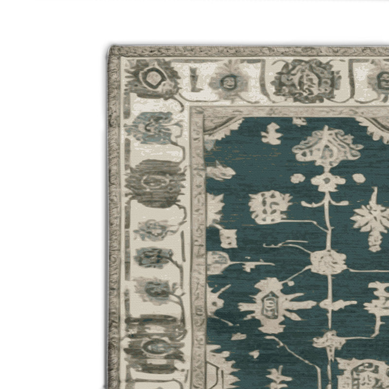 Overdyed Green Indoor and Outdoor Area Rug, Rectangle 8' x 10'