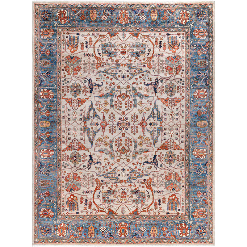Tapis noué à la main unique en son genre Raffin - gris, 8 pi 11 po x 12 pi 0 po