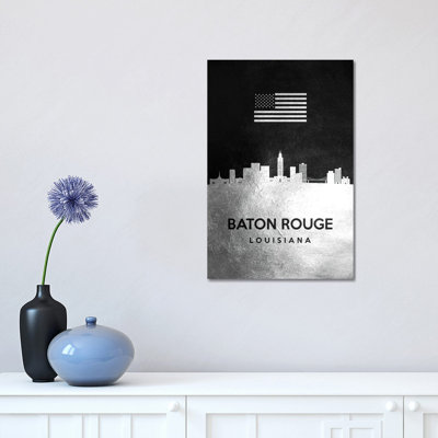 Baton Rouge Louisiana Silver Skyline by Adrian Baldovino - Wrapped Canvas Print