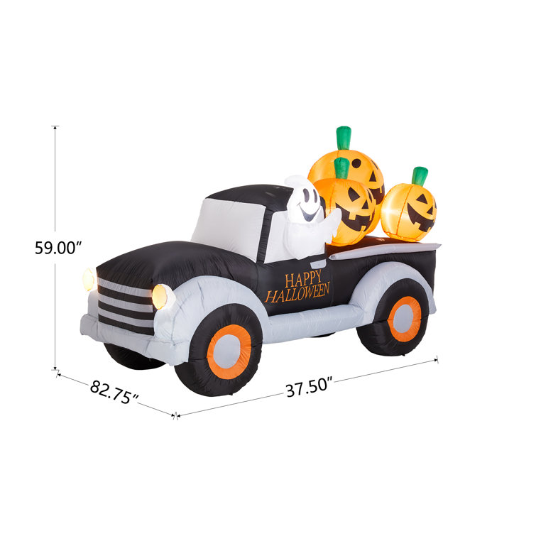 The Holiday Aisle® Truck with Jack-O-Lantern Pumpkins Lighted Inflatable