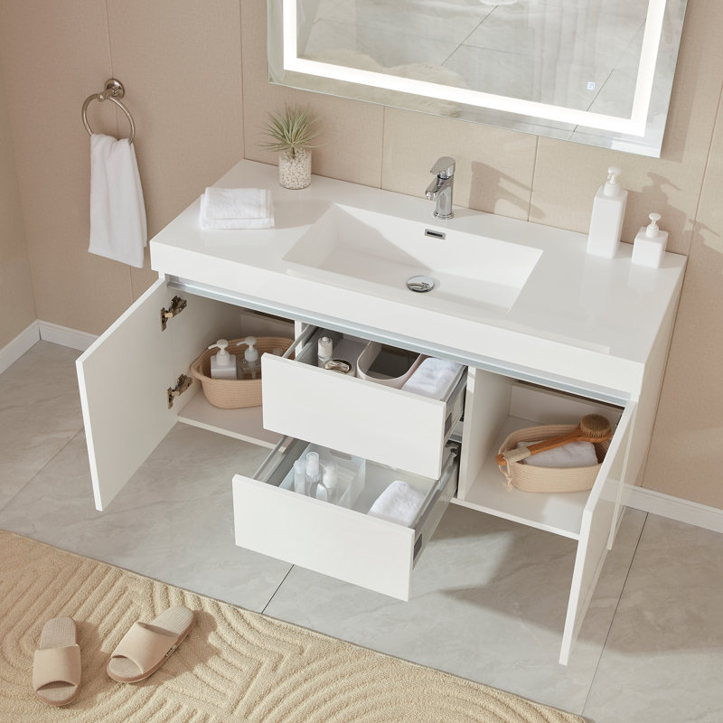 Valladares 48'' Single Bathroom Vanity with Resin Top
