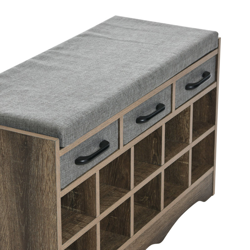 10 Pocket Shoe Bench Ashwood, Ashwood