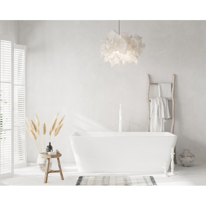 67 Inch Bathtub in Glossy White with Trim, Polished White