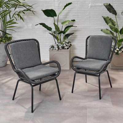 Chaise grise chic, siège, chaise moderne à structure en fer avec support et coussin anti-éclaboussures