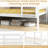 Twin Bunk Bed Made Of Pine Wood, Detachable, White Finish, High Guardrails, 3 - Step , No Box Spring, Space Saving With Under Storage For Guest Room Solid Wood Over Bed, Convertible Design, Tone,