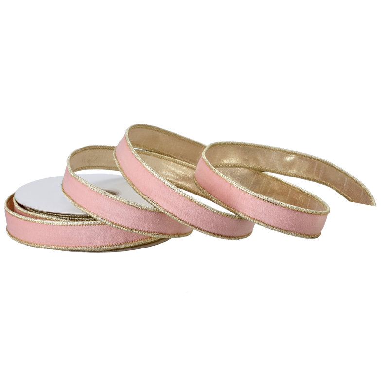 Ruban pastel en velours 1 po X10Y, Rose