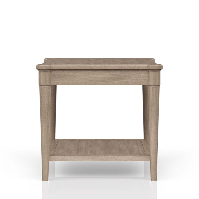Sand Wood Rectangular End Table with Storage Drawer