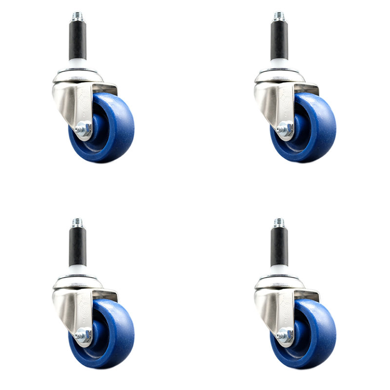 316SS Solid Polyurethane Swivel Expanding Stem Caster Set