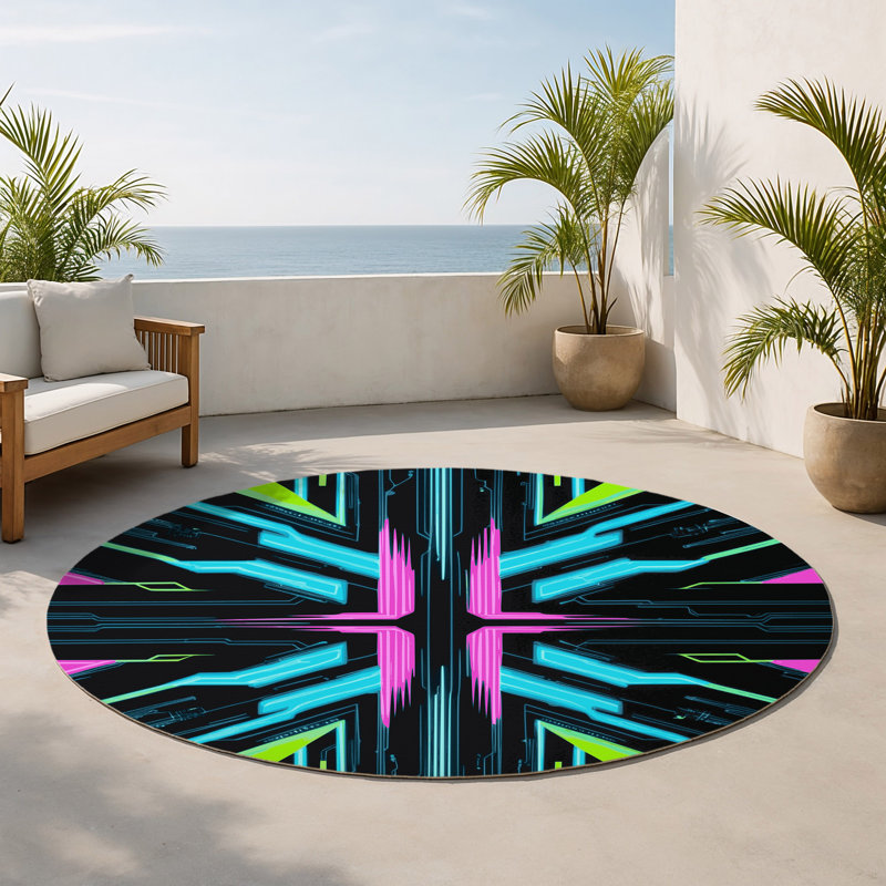 Tapis intérieur et extérieur Pulse Fragments, Rond 5 pi
