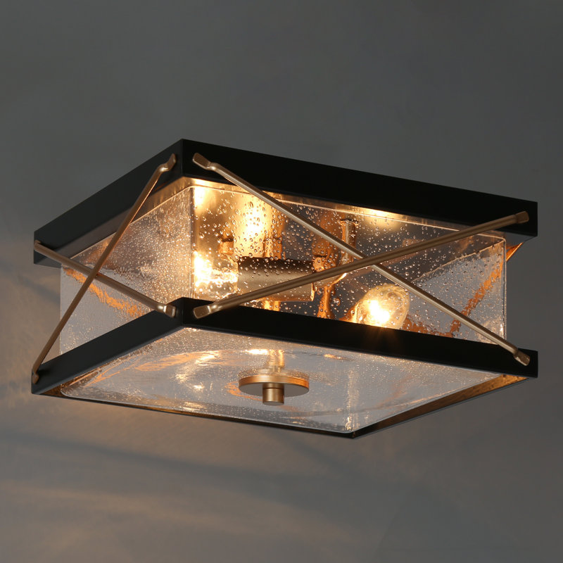 Plafonnier encastré moderne en verre 3 lumières 11 "avec cadre en métal Deanna