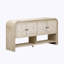 Console polyvalente avec lattes en bois tissé et placage en bois massif-456845608