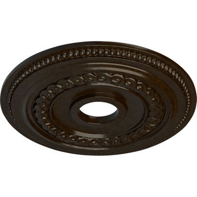 Endurathane Oldham Ceiling Medallion, 18"OD x 3 3/8"ID x 7/8"P (Fits Canopies up to 8 5/8"), Hand-Painted Bronze Finish