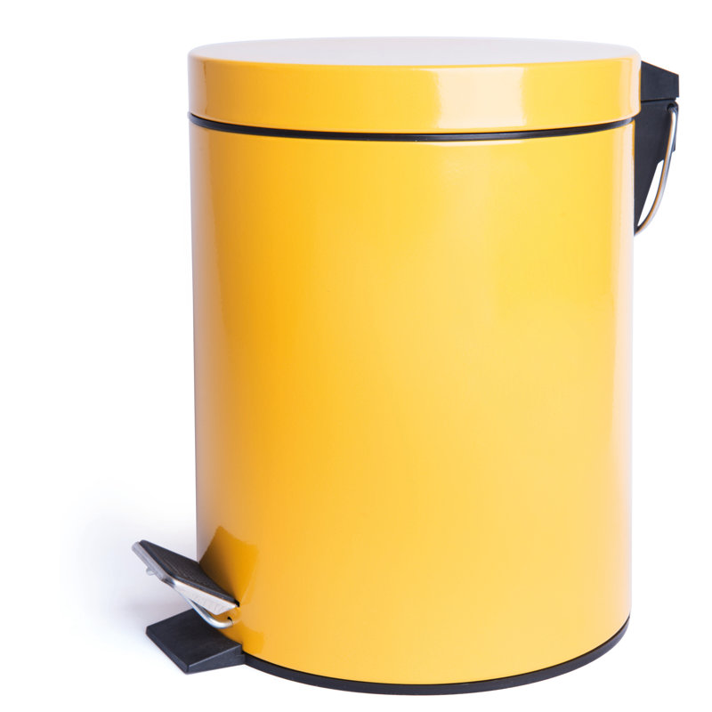 Steel Step On Kitchen Trash Can - 5L, Yellow
