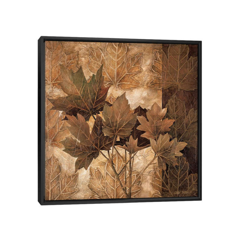 « leaf patterns ii », impression sur toile, H 18 po x l 18 po x P 1,5 po, Toile avec cadre noir, Pas de tapis