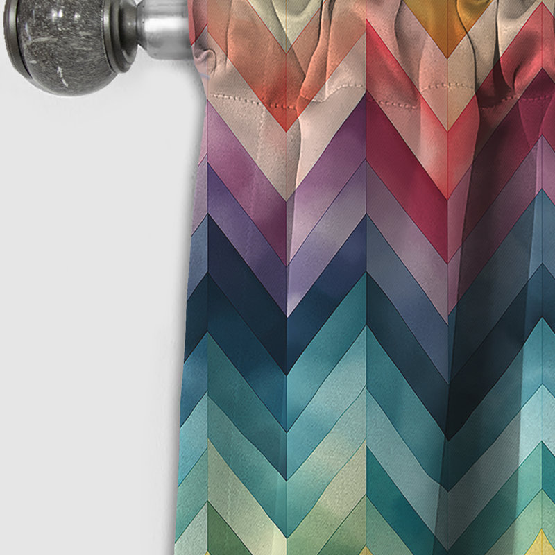 Watercolor Caprice - Motif à chevrons multicolore - Rideau occultant en velours à chevrons - 1 panneau, L 52 po x L 120 po