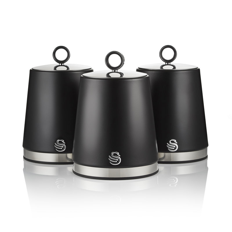 Serenity Iron Canister - Set of 3, Black