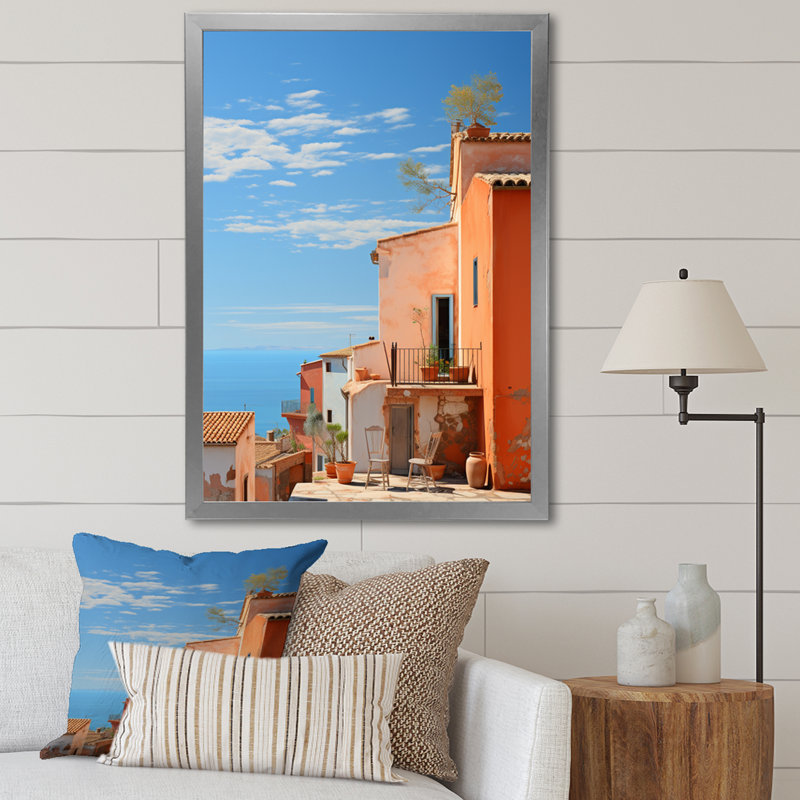 Ladarrin, Italie, tons de terre cuite, Fontanas V sur toile, H 32 po x l 16 po x P 1 po, Cadre photo argenté