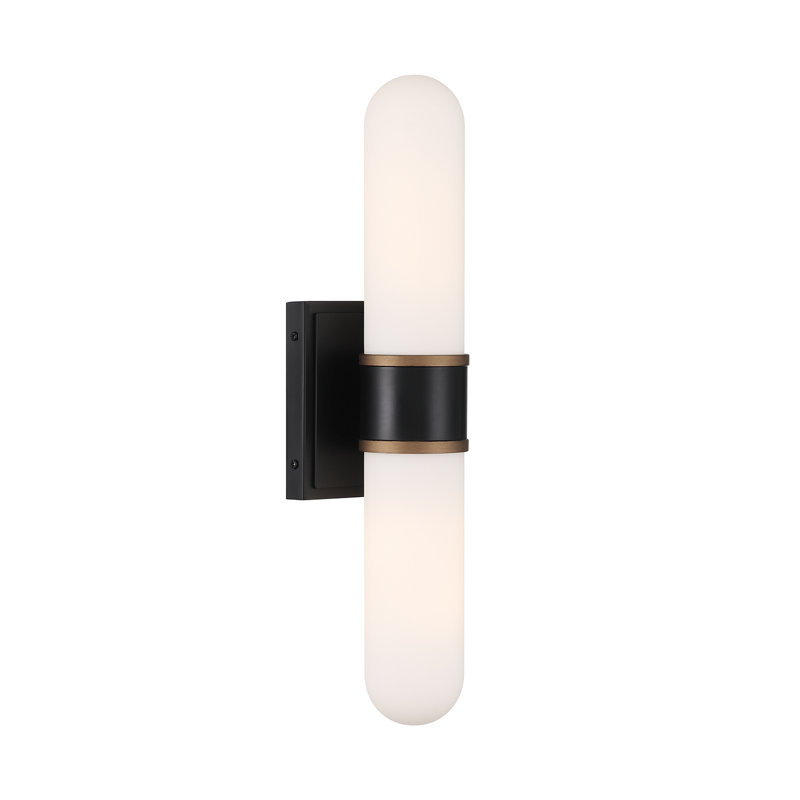 Brian Patrick Flynn Lagrosa 2 Light Matte Black + Textured Gold Sconce