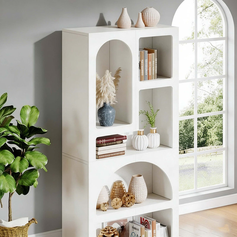 Bibliothèque géométrique avec 5 tablettes de rangement irrégulières