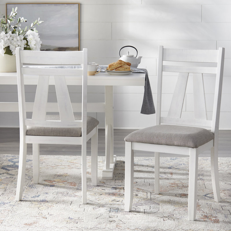 Chaise d'appoint à dossier à lattes en blanc / gris Andreona