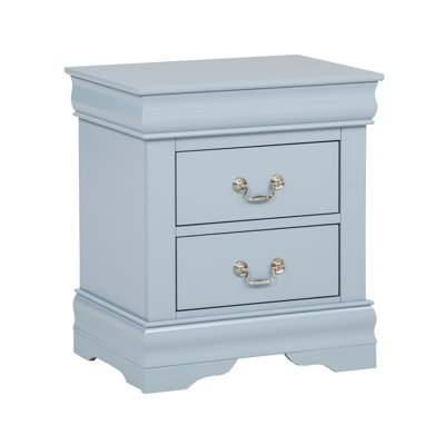 1pc Blue Two Drawers Louis Philip Nightstand Wooden Contemporary Style Bedroom Home Furniture