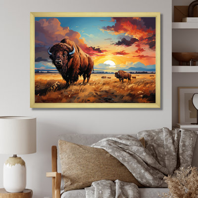 Art amérindien Bison Prairies III - impression