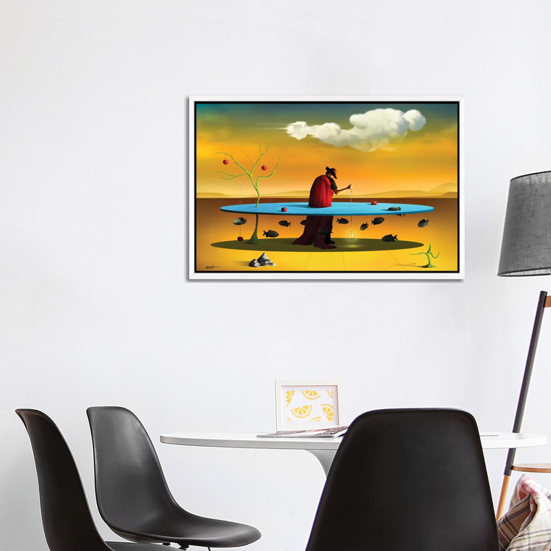 Pastor Com Rebanho (Shepherd With Flock) by Marcel Caram - Print on Canvas, White Framed, 101.6 cm H x 66.04 cm W