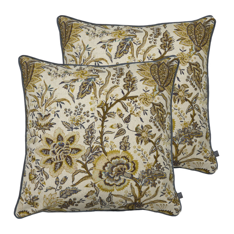 Pegram Floral Square Cushion, Ochre