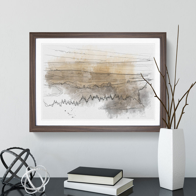 Forest Mist - Picture Frame Drawing, 27cm H x 36cm W x 2cm D, Walnut