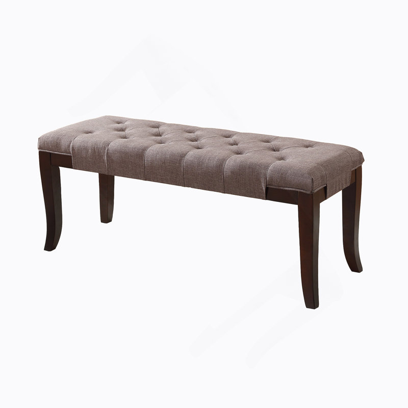 Tufted Bench, Fabric, Brown, Brown