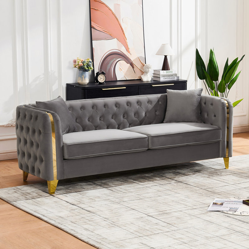 Canapé Vivian Modern Glam, Sofa, Grey