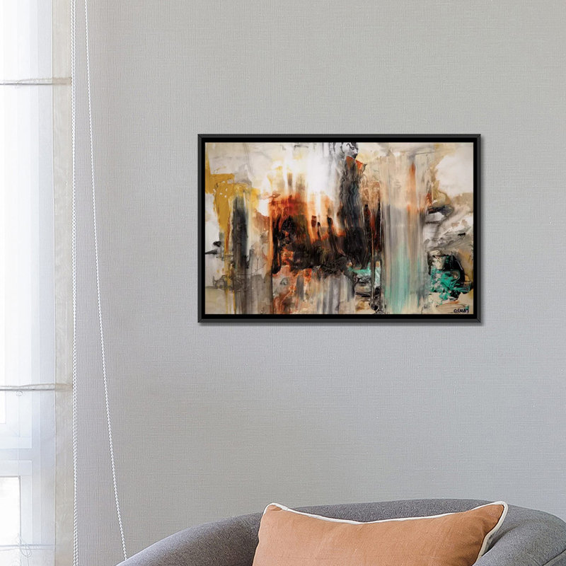 Swiger " Abstract " by Osnat Tzadok, 18" H x 26" W x 1.5" D, No Mat, Black Framed Canvas