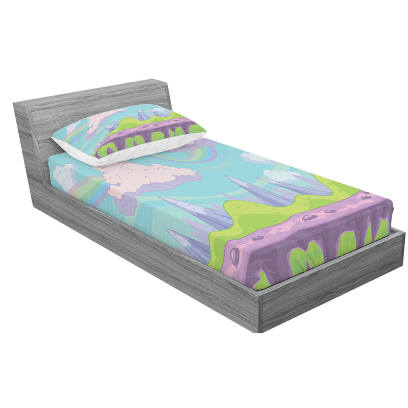 Microfiber Patterned Fitted Sheet, Twin Fitted Sheet with 1 Pillowcase