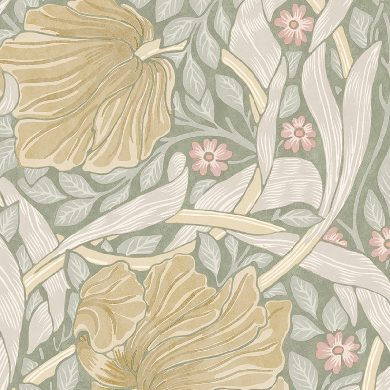 Papier peint William Morris Pimpernel Ocean, Vert