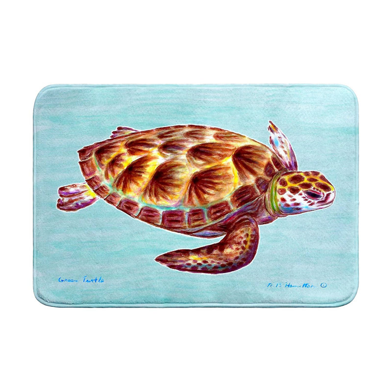 Tapis de bain Green Sea Turtle, L 36 po x l 24 po, Sarcelle